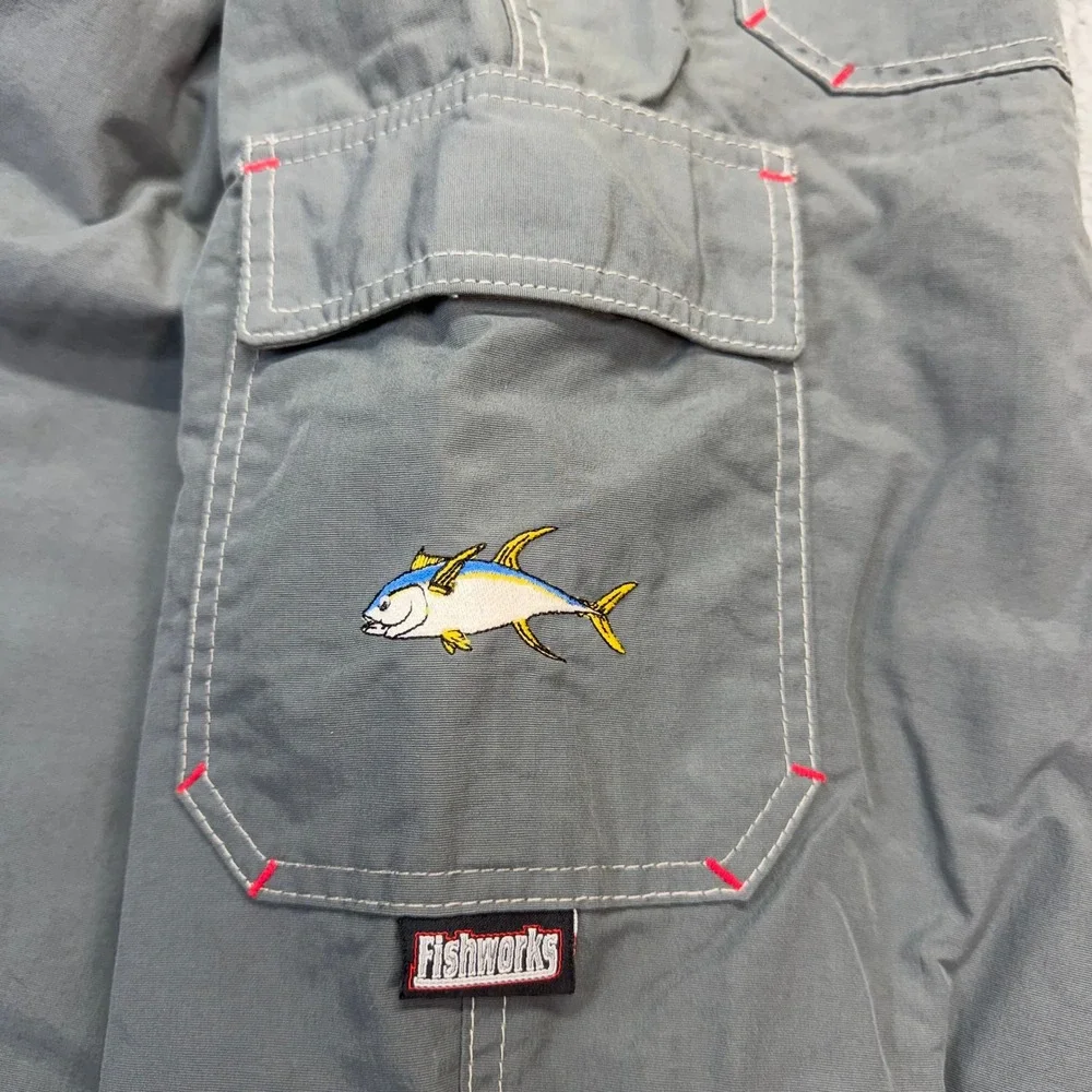 VTG Fishworks Pants Mens 36x29 Gray Nylon Water Resistant Fishing Cargo USA Made